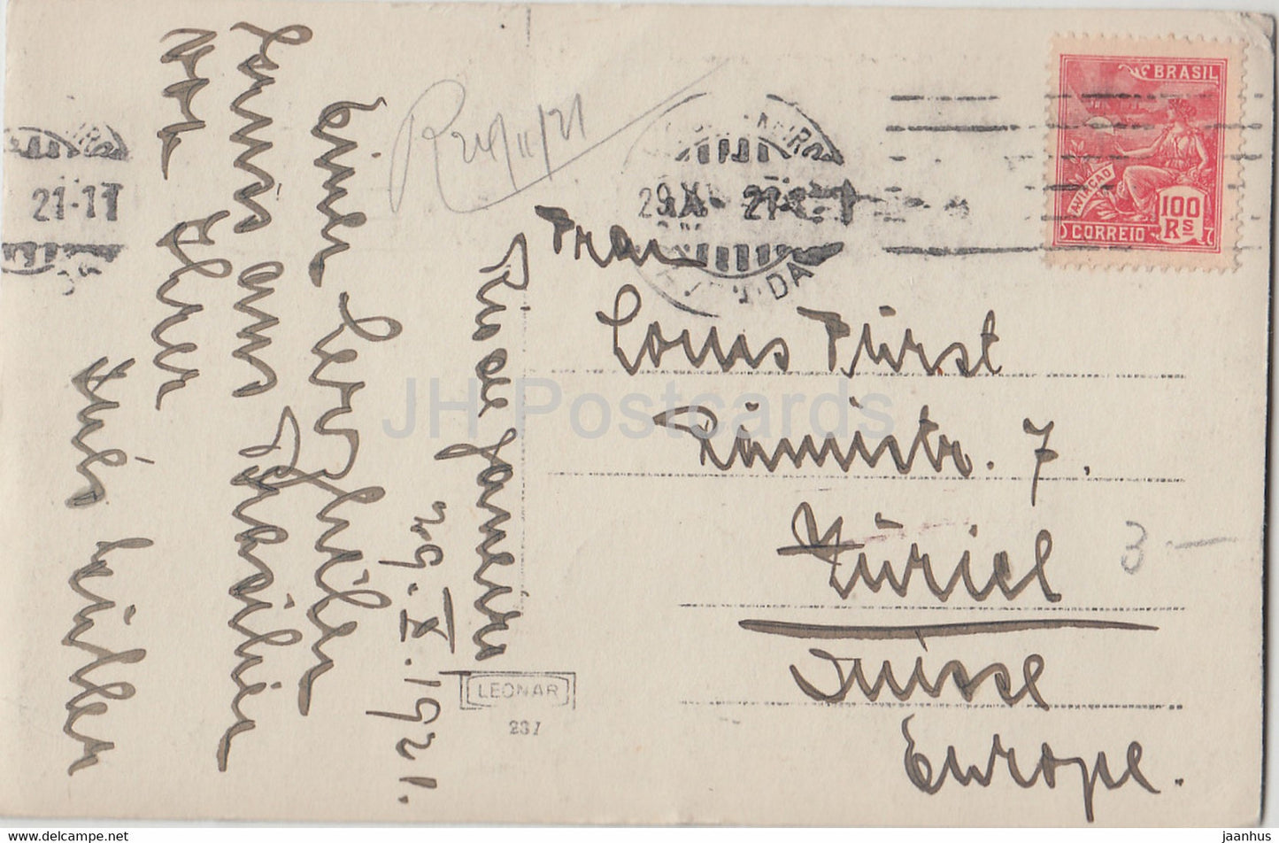 Rio de Janeiro - Le Fort de Santa Cruz - 237 - alte Postkarte - 1921 - Brasilien - gebraucht