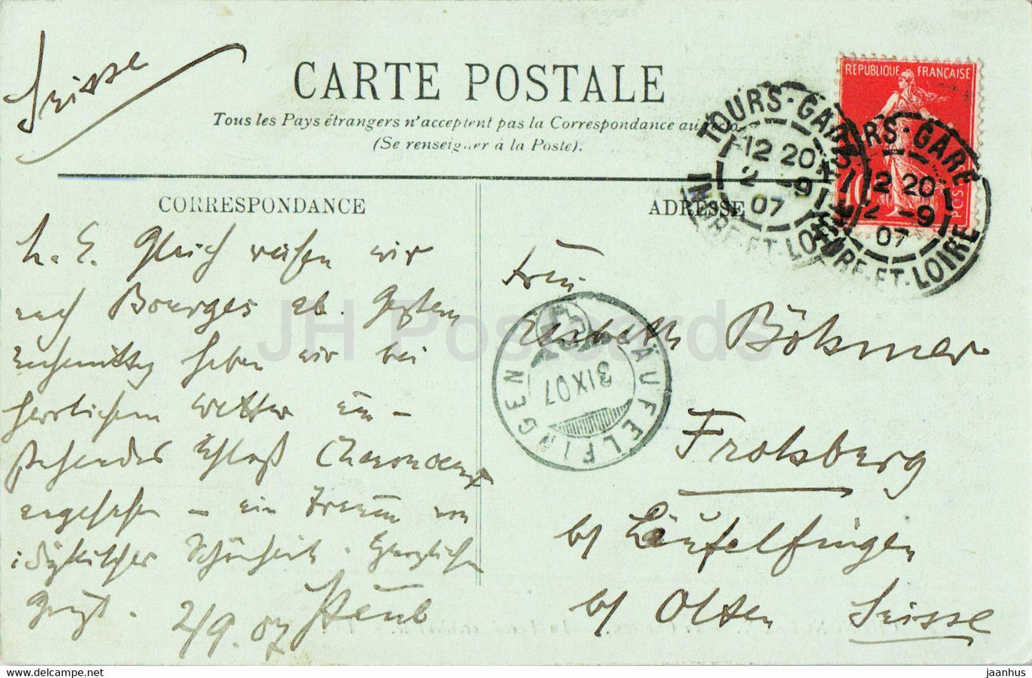 Chenoceaux - Le Chateau - La Facade occidentale - Schloss - 2 - alte Postkarte - 1907 - Frankreich - gebraucht