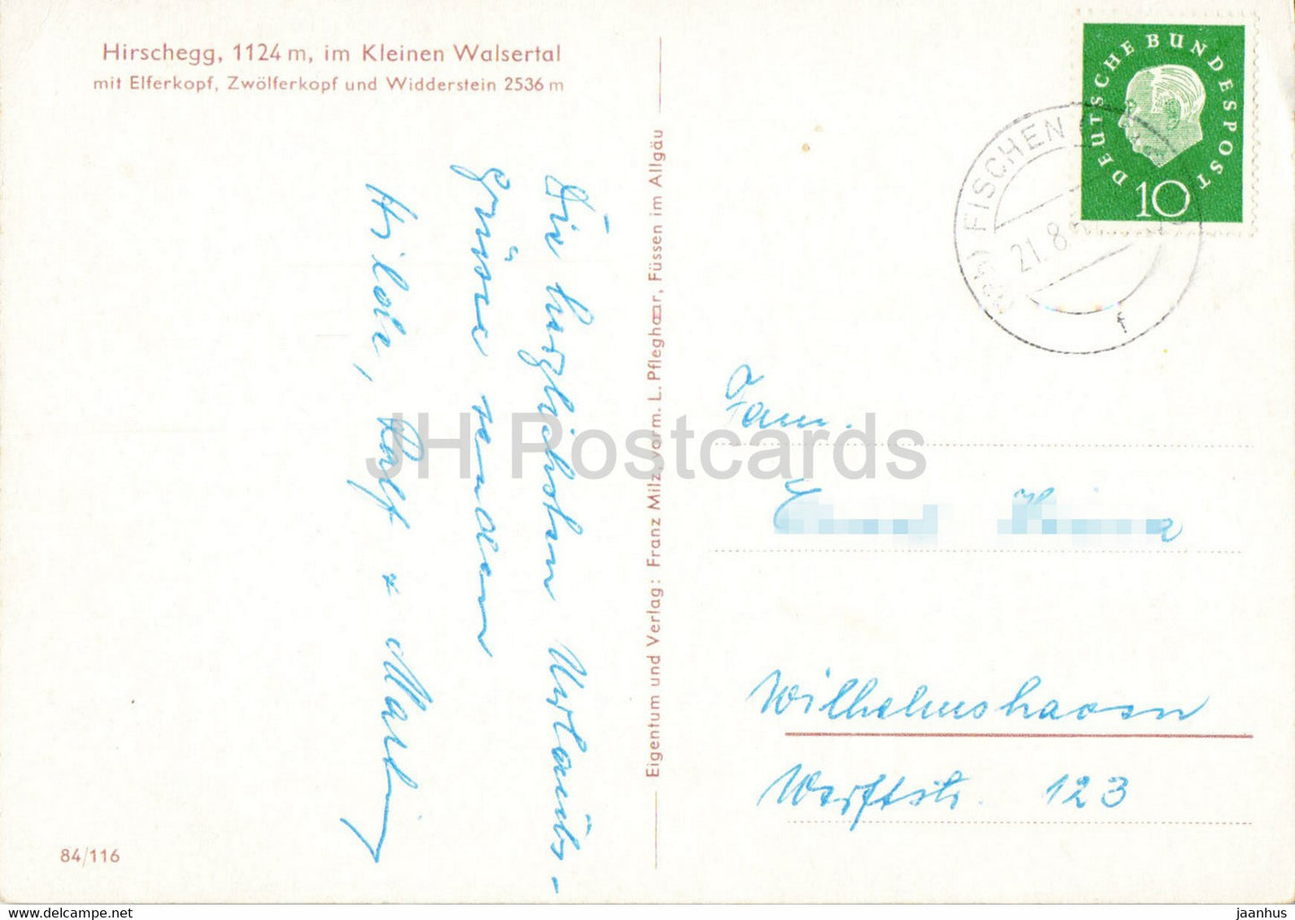 Hirschegg 1124 m - im Kleinen Walsertal - Elferkopf - Zwolferkopf - Widderstein - old postcard - Austria - used