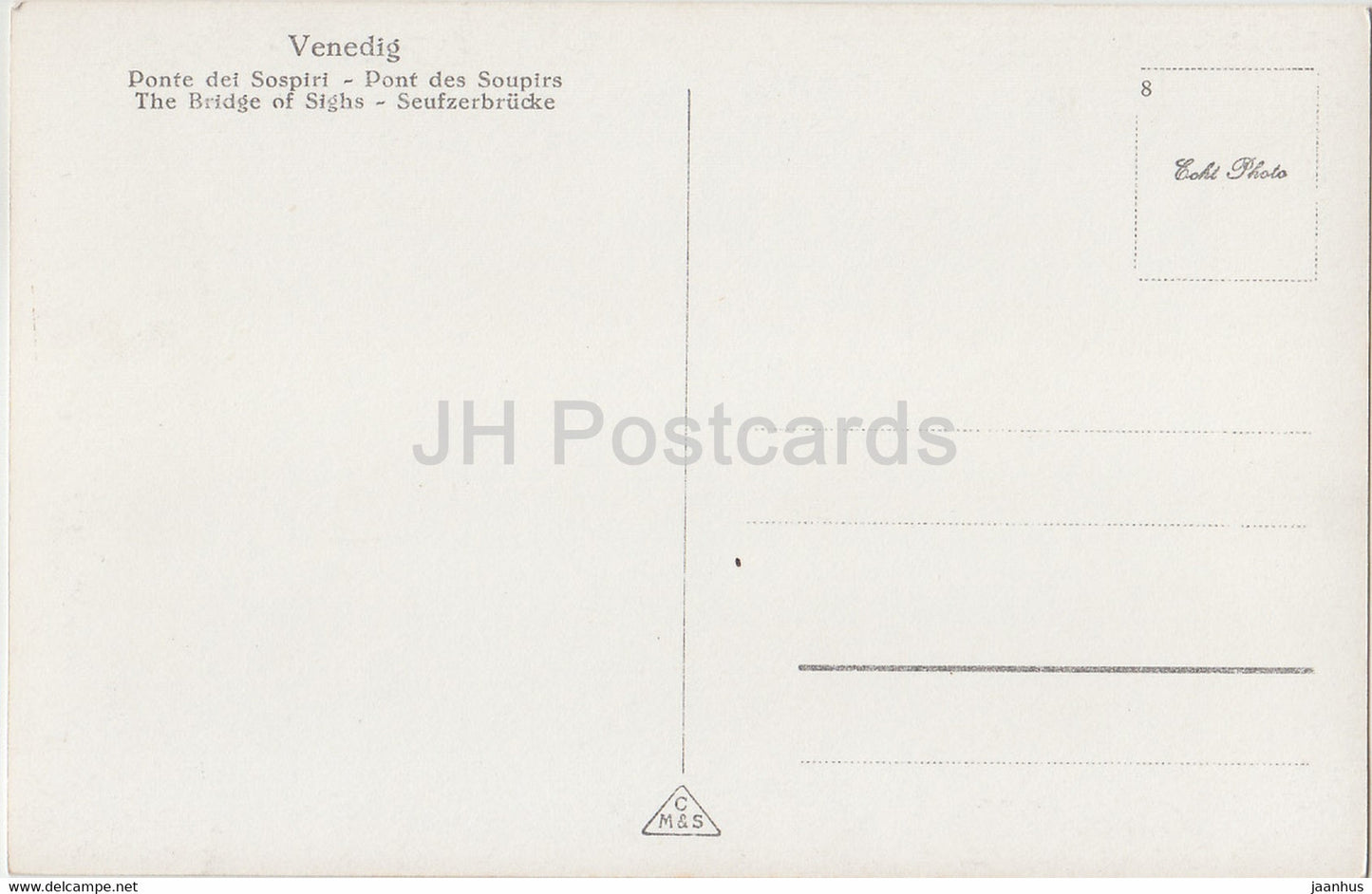 Venezia - Vendig - Venise - Ponte dei Sospiri - Le Pont des Soupirs - 731 - carte postale ancienne - Italie - inutilisé