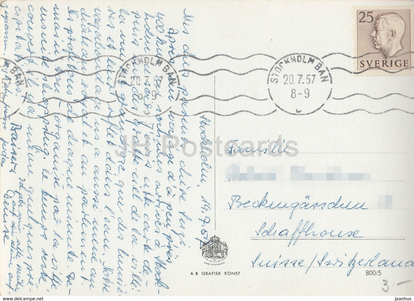 Stockholm - Utsikt fran Stadshustronet - Vue depuis Stadshustornet - carte postale ancienne - 1957 - Suède - utilisé