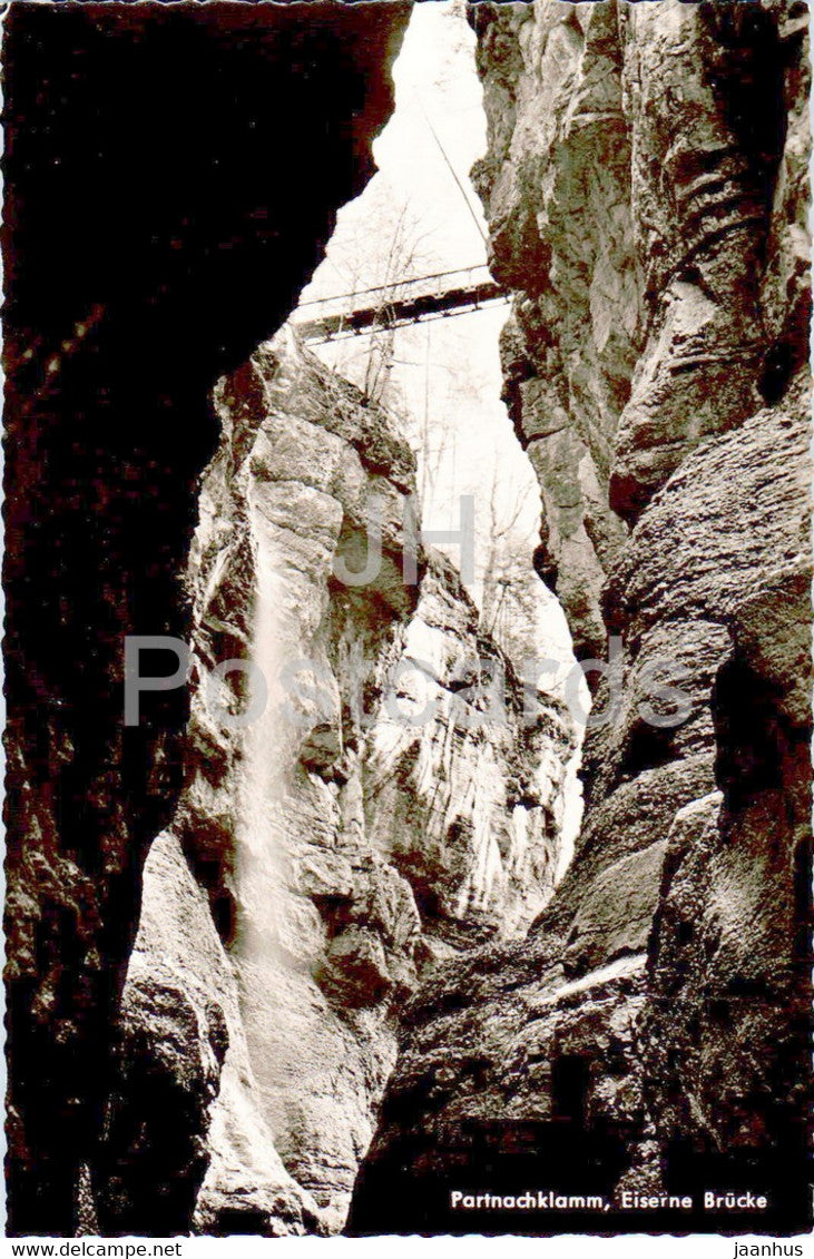 Partnachklamm - Eiserne Brucke - bridge - old postcard - Germany - unused - JH Postcards