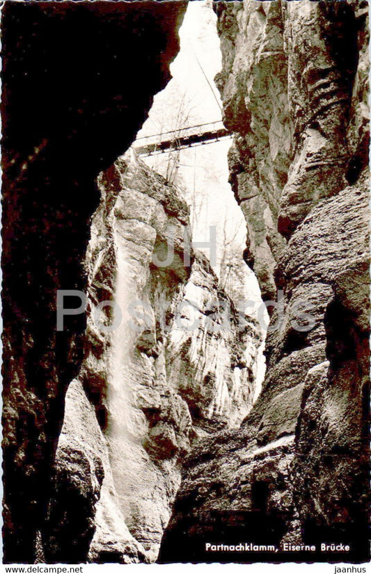 Partnachklamm - Eiserne Brucke - bridge - old postcard - Germany - unused - JH Postcards