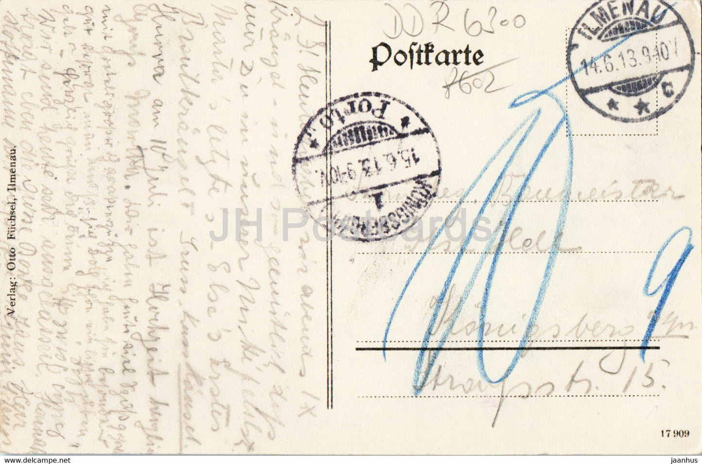 Ilmenau - Waldstrasse - carte postale ancienne - 1913 - Allemagne - utilisé