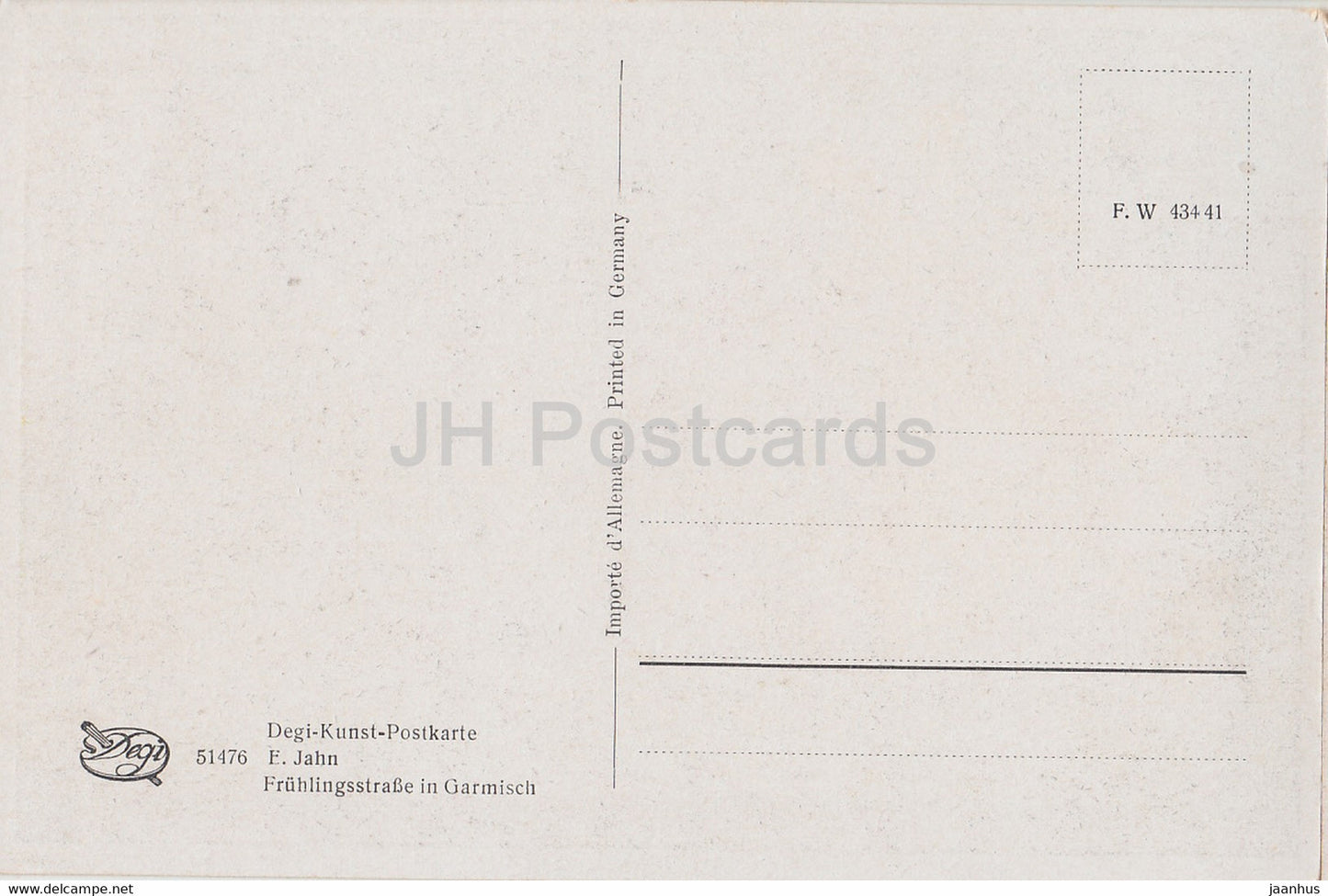 peinture de F. Jahn - Fruhlingsstrasse à Garmisch - Art allemand - 51476 - carte postale ancienne - Allemagne - inutilisée