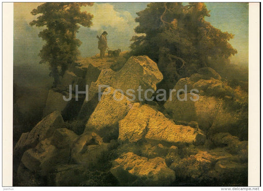 painting by Josef Navratil - The Fox Hunt - Czech art - large format card - Czech - unused - JH Postcards