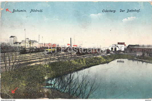 Bohumin - Nadrazi - Oderberg - Der Bahnhof - railway station - old postcard - Czech Republic - used - JH Postcards