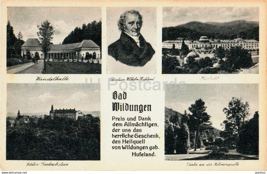 Bad Wildungen - Hufeland - Wandelhalle - Kurhotel - old postcard - 1949 - Germany - used - JH Postcards