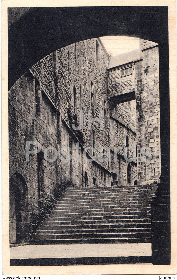 Abbaye du Mont St Michel - Grand degre interieur - 11 - old postcard - 1938 - France - used - JH Postcards