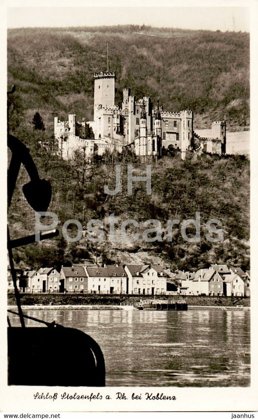 Schloss Stolzenfels a Rh bei Koblenz - castle - old postcard - 1954 - Germany - used - JH Postcards