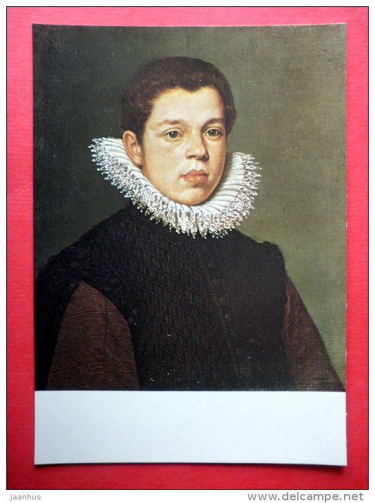 painting by unknown venetian painter - Portrait of a Young Man , 16th century - italian art - unused - JH Postcards