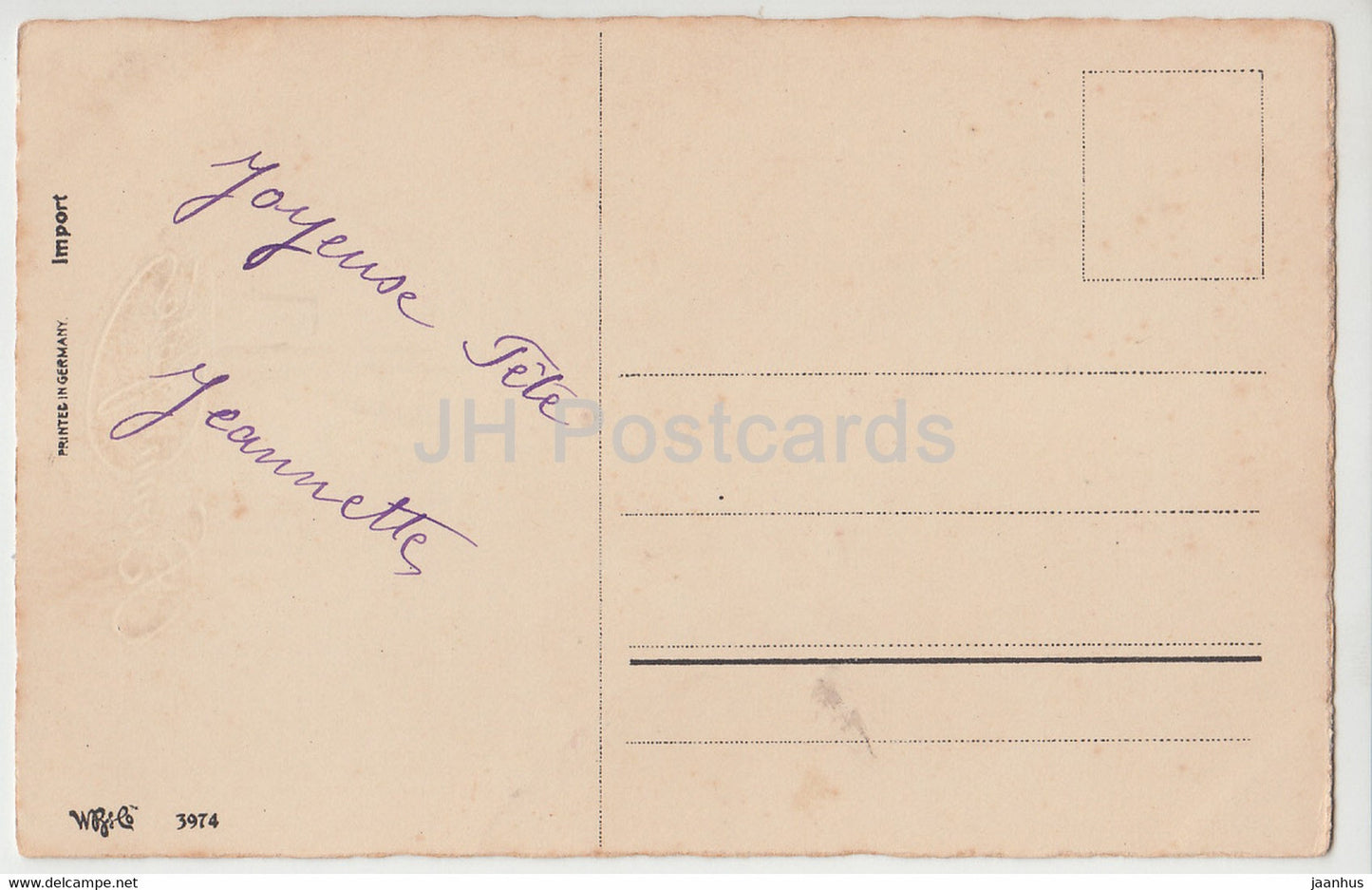 Geburtstagsgrußkarte - Bonne Fete - Blumen - Tulpen - 3974 - Illustration - alte Postkarte - Frankreich - gebraucht