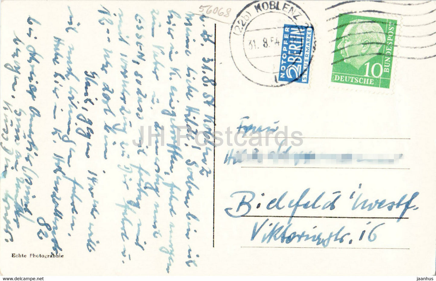 Schloss Stolzenfels a Rh bei Koblenz - château - carte postale ancienne - 1954 - Allemagne - utilisé