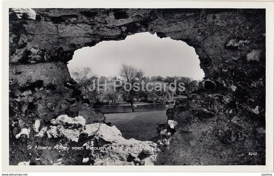 St. Albans Abbey seen through Roman Wall - 8267 - 1961 - United Kingdom - England - used - JH Postcards