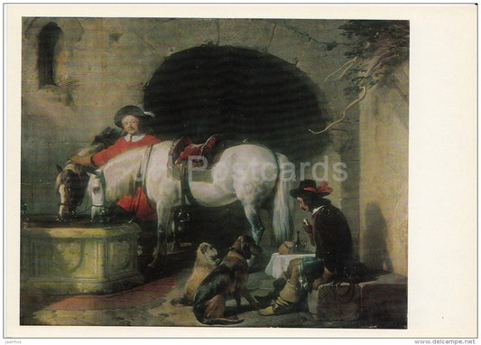 painting by Edwin Henry Landseer - Rest , 1839 - horse - dog - English art - large format - 1974 - Russia USSR - unused - JH Postcards