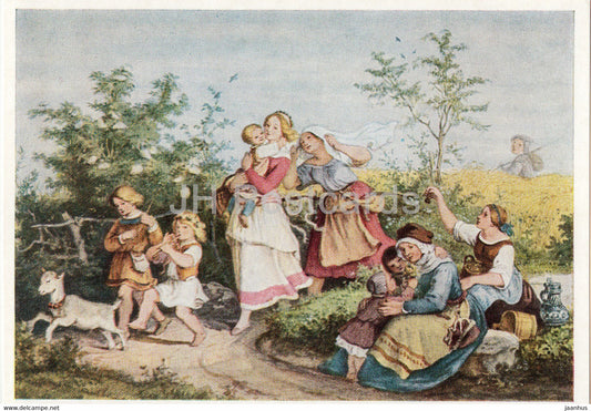 painting by Ludwig Richter - Sommerlust - Summer Pleasure - children - German art - Germany - unused - JH Postcards