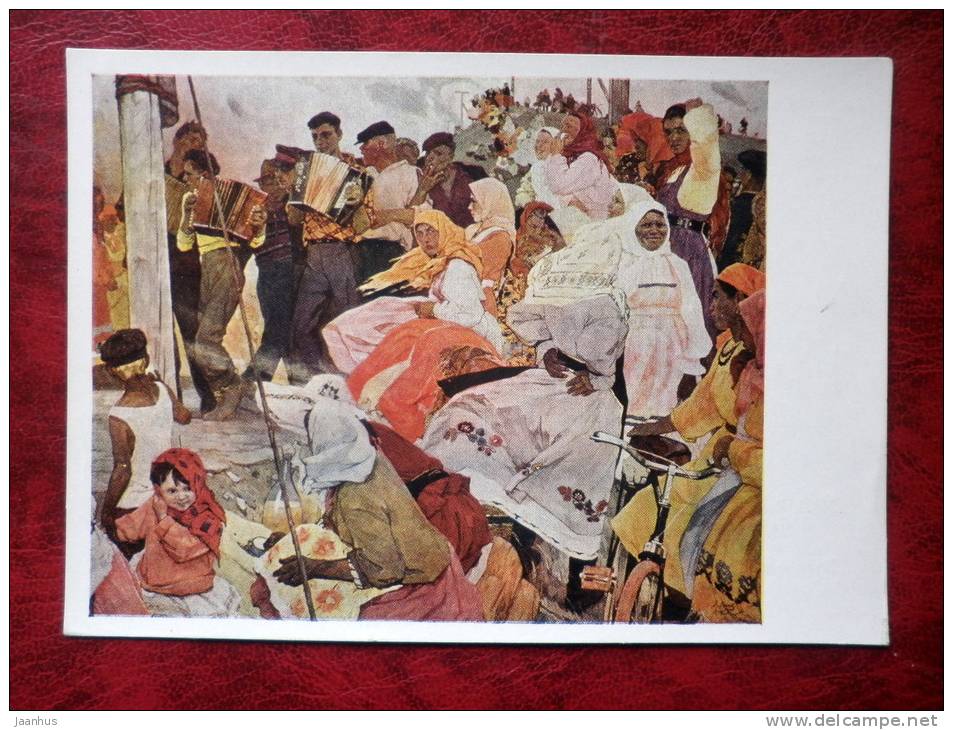 Painting by Veselova, Kabachek - Festival in Voronovo, Chuvashia - russian art - unused - JH Postcards