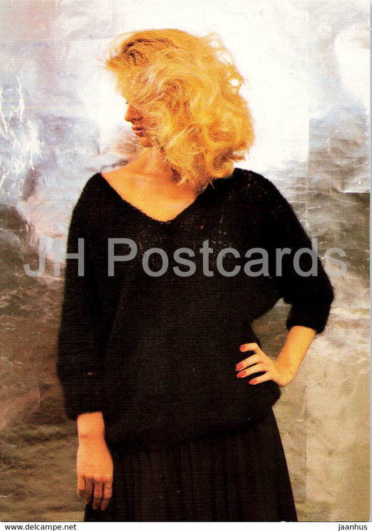 dressy mohair pullover - Women Fashion - knitting patterns - woman - 1987 - Czechoslovakia - unused - JH Postcards