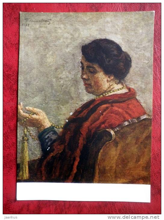 Painting by P. P. Konchalovsky - Konchalovskaya, portrait , 1925 - russian art - unused - JH Postcards