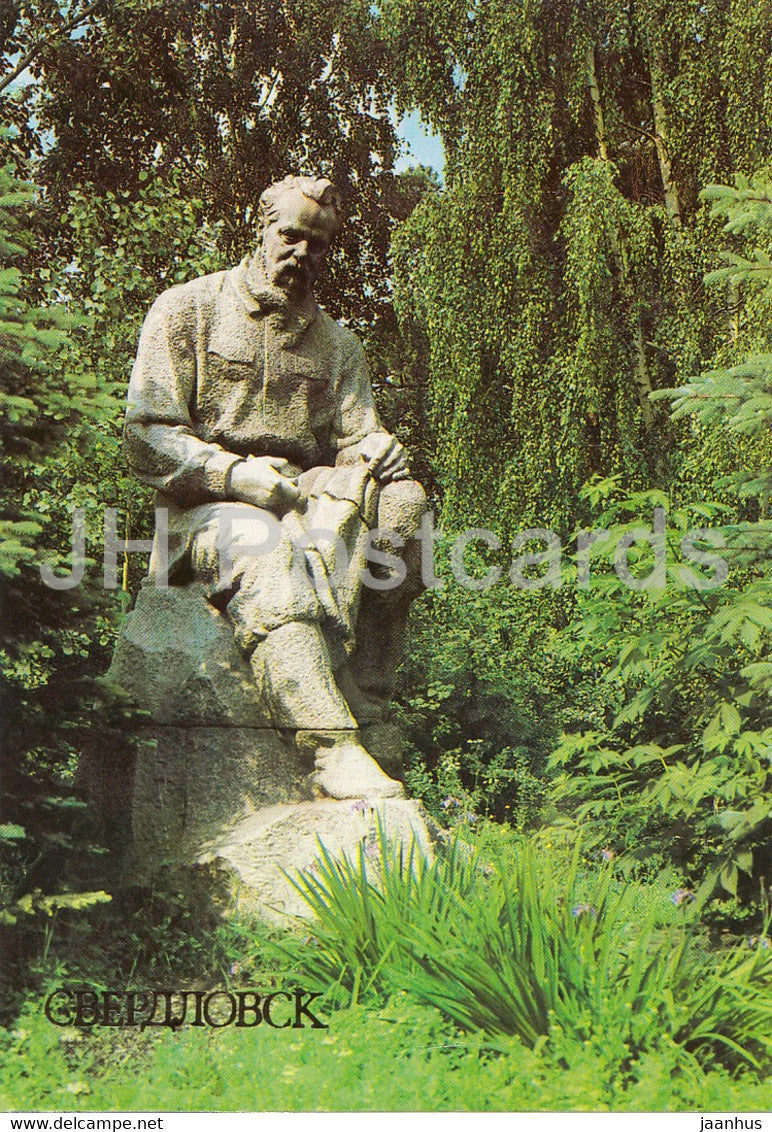 Sverdlovsk - Yekaterinburg - monument to Russian writer Pavel Bazhov - 1986 - Russia USSR - unused - JH Postcards