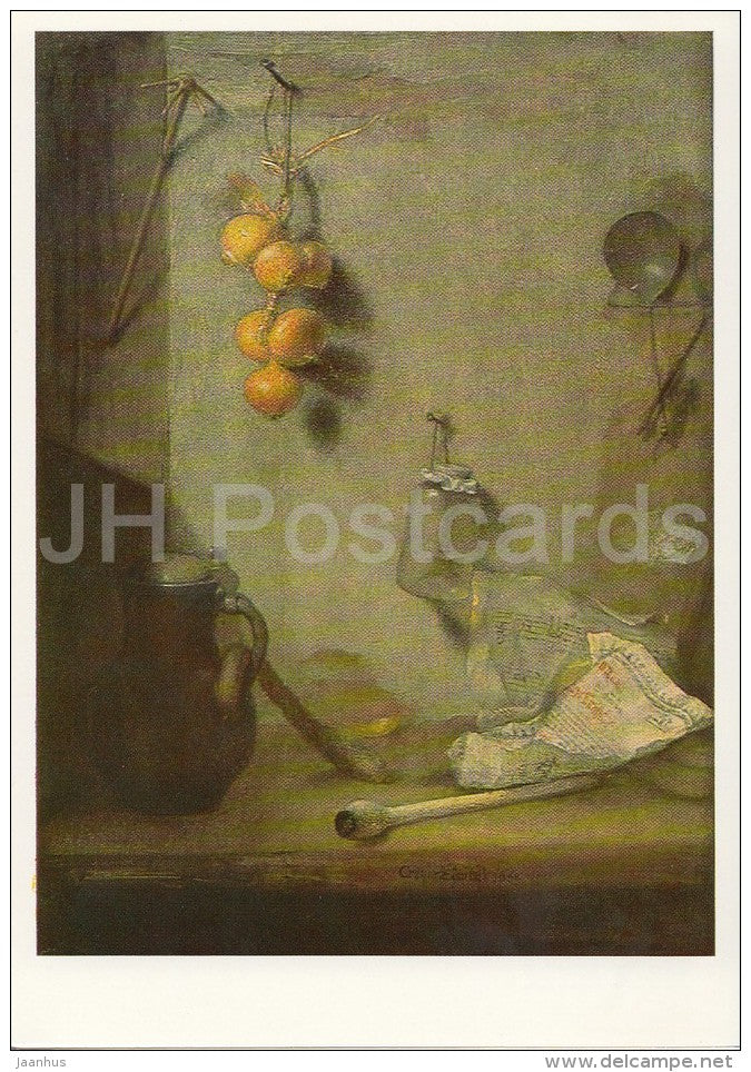 painting by Christoph Paudiss - Still Life , 1660 - onion - German art - Russia USSR - 1988 - unused - JH Postcards