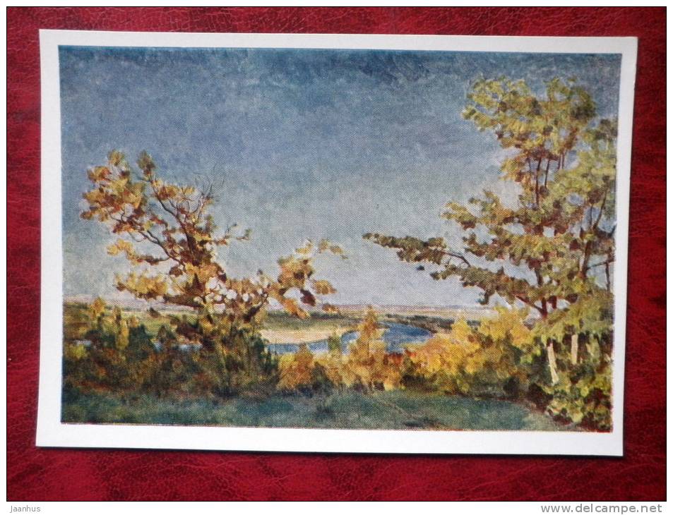 Painting by I. Grabar - clear autumn evening , 1923 - russian art - unused - JH Postcards