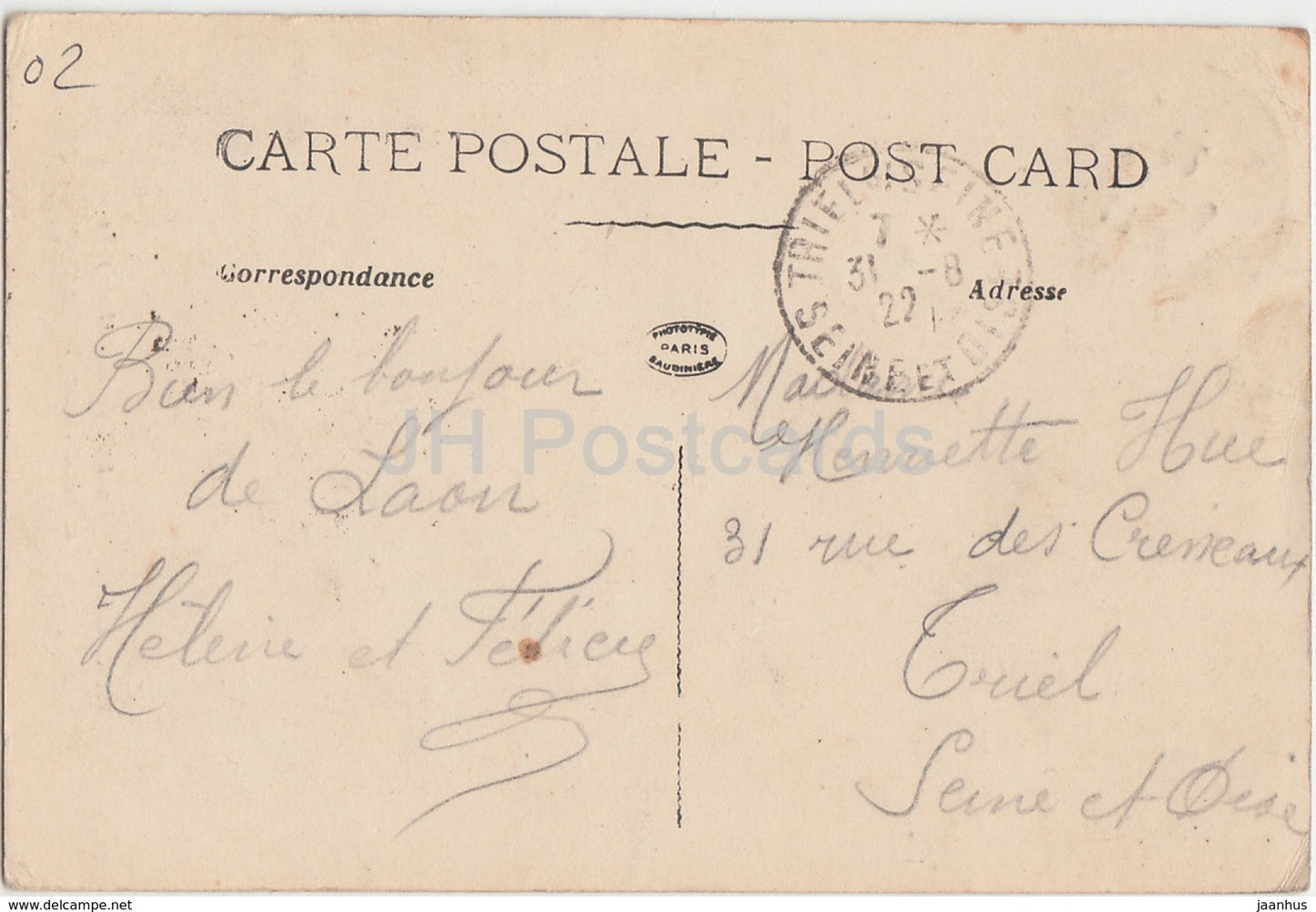 Laon - Portail Central de la Cathedrale - Cathedral's Gate - cathedral - 3213 - 1922 - old postcard - France - used