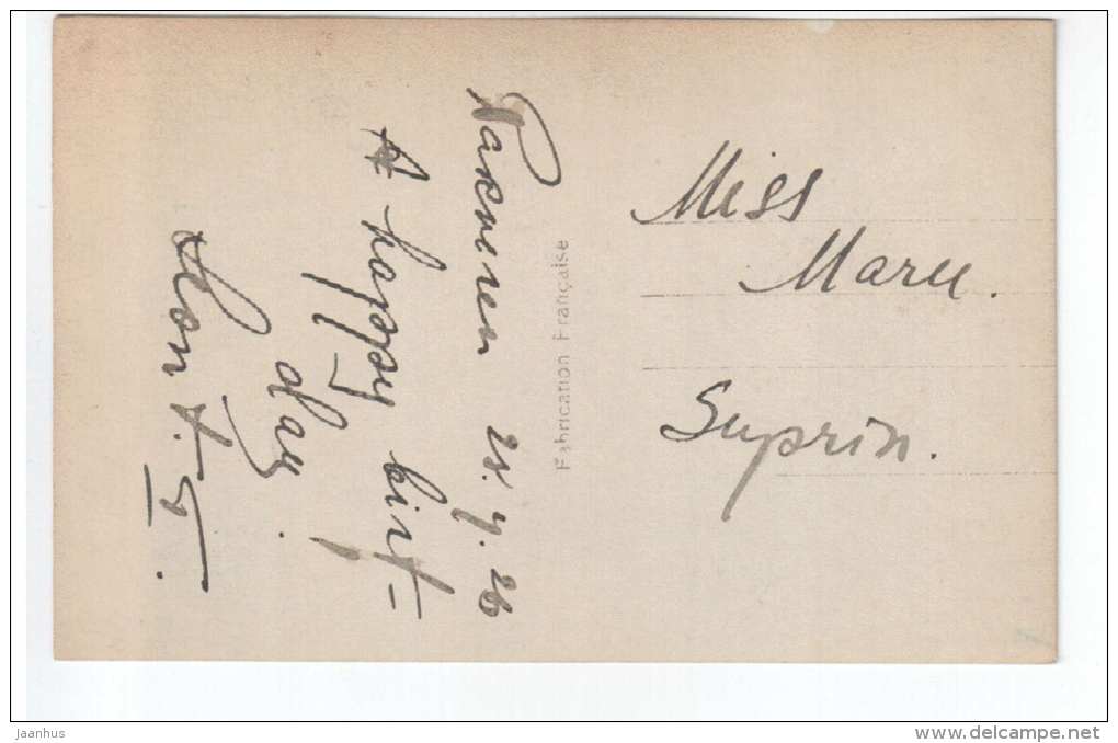 Man playing violin - Bleuet Paris 400 - old postcard - circulated in 1926 - France - used - JH Postcards