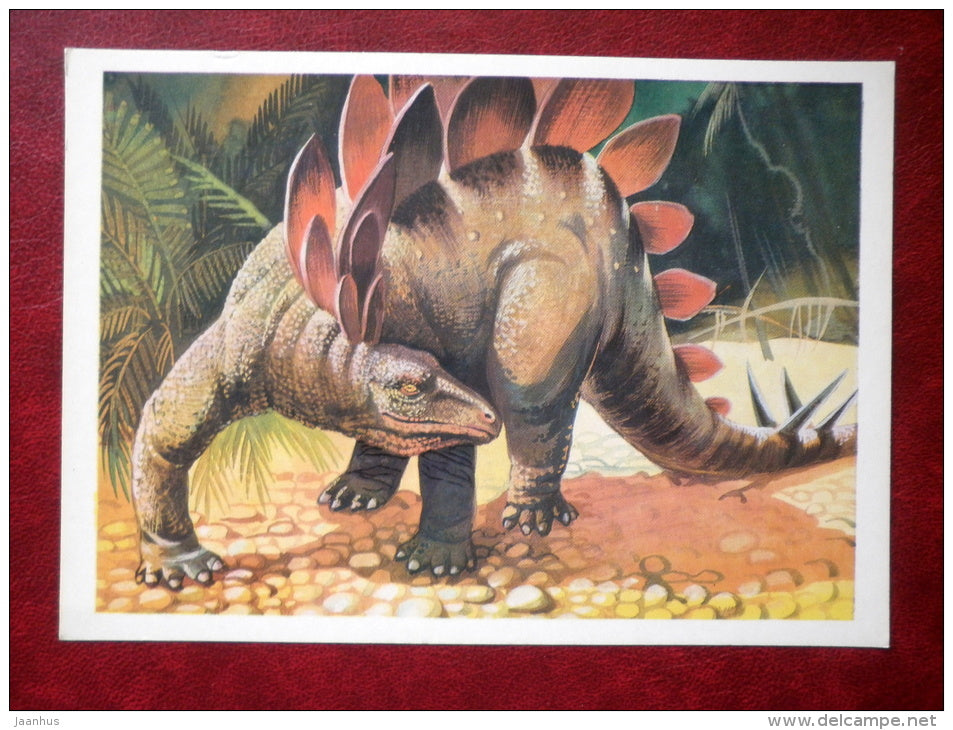 Stegosaurus - dinosaurs - Illustration by I. Chevereva - 1983 - Russia USSR - unused - JH Postcards
