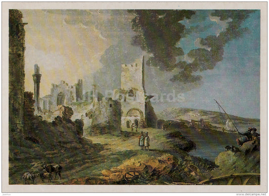 art by Balthazar de la Traverse - Kafa , 1788 - castle ruins - 1986 - Russia USSR - unused - JH Postcards