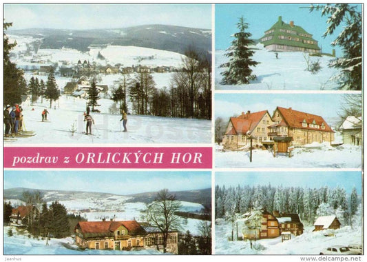 Orlicke Hory - ski resort - convalescent home ROH Panorama - hotel Narodni dum - Czechoslovakia - Czech - unused - JH Postcards