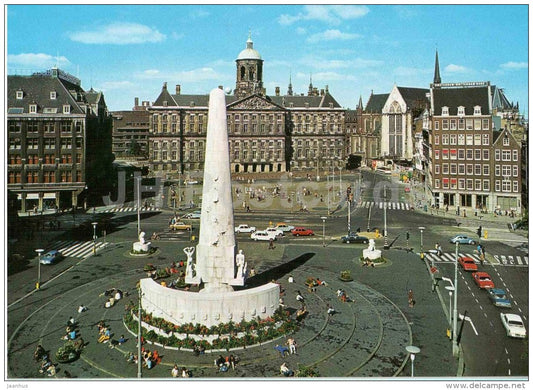 Dam with Royal Palace and National Monument  - Amsterdam - Netherlands - unused - JH Postcards