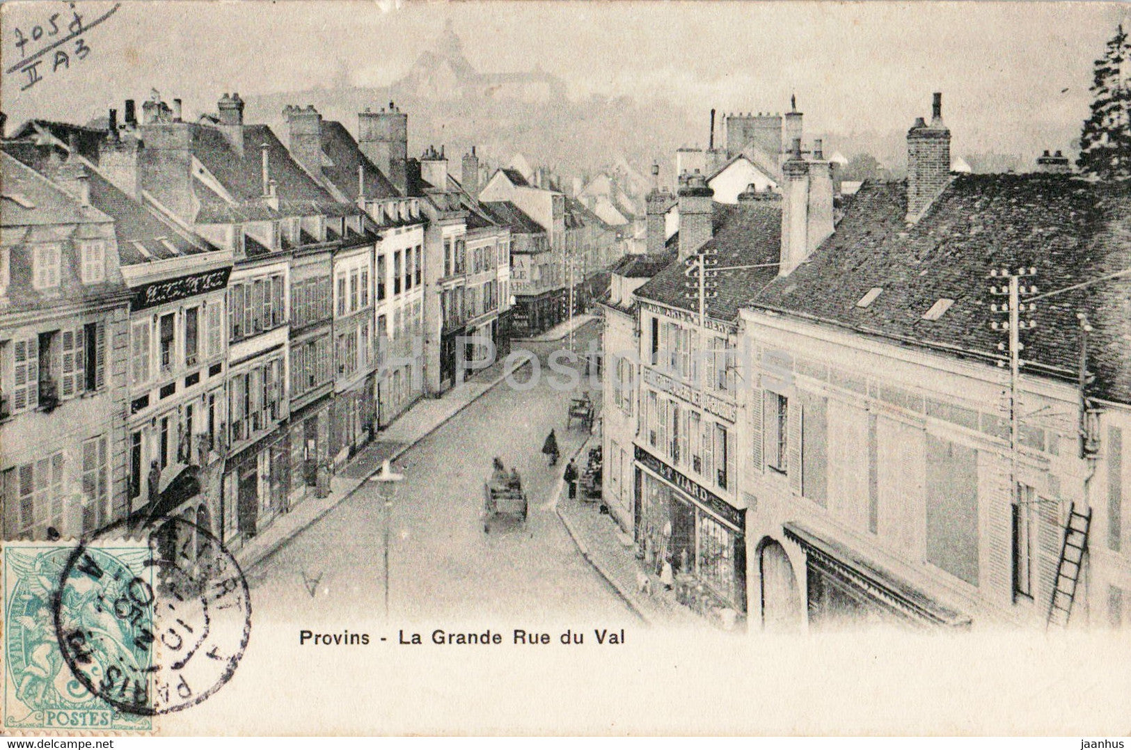 Provins - La Grande Rue du Val - old postcard - 1905 - France - used - JH Postcards