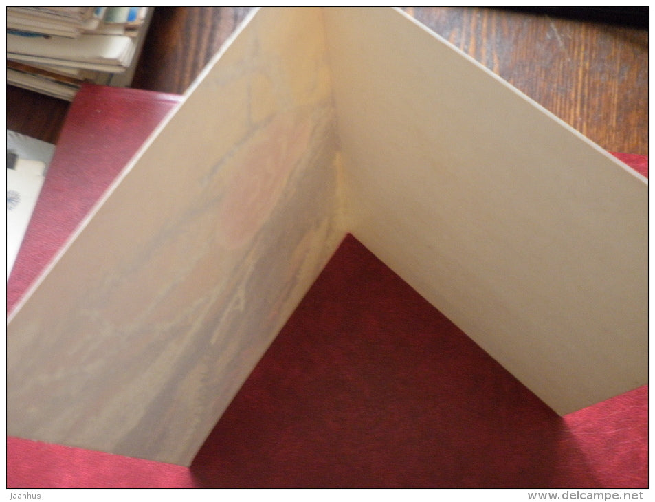 New Year greeting card - decorations - rose - flowers - 1988 - Russia USSR - unused - JH Postcards