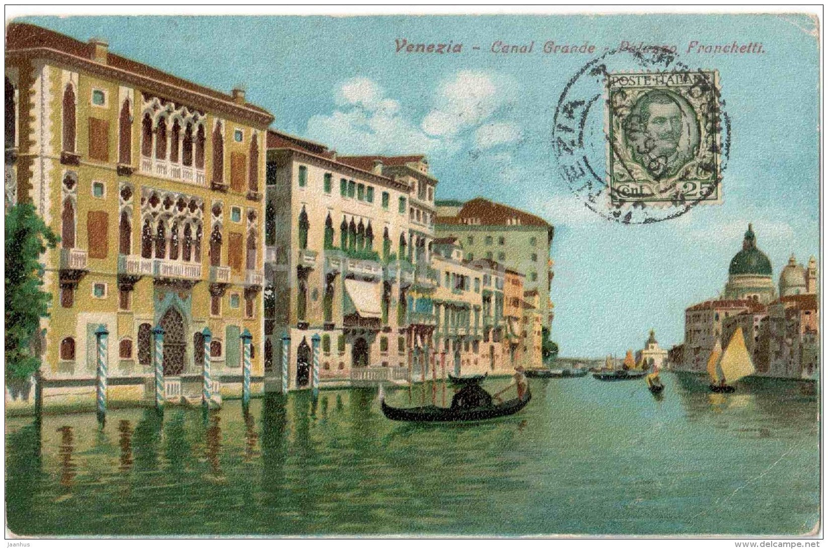 Canal Grande - Palazzo Franchetti - Venice - Venezia -2129-11 - Italia - Italy - sent from Italy Venezia to Estonia 1928 - JH Postcards