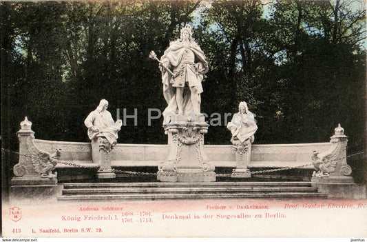 Berlin - Konig Friedrich I Denkmal in der Siegesallee zu Berlin - monument - 413 - old postcard - Germany - unused - JH Postcards