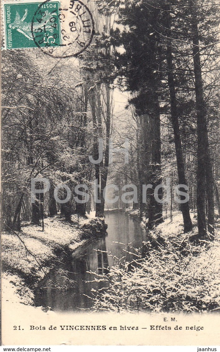 Bois de Vincennes en hiver - Effets de Neige - 21 - old postcard - 1909 - France - used - JH Postcards