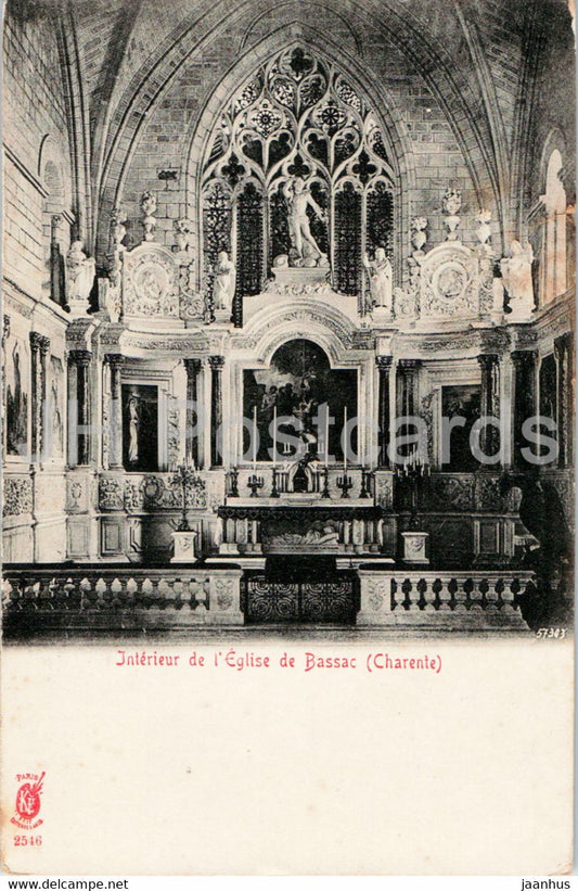 Interieur de l'Eglise de Bassac - Charente - church - 2546 - old postcard - France - unused - JH Postcards
