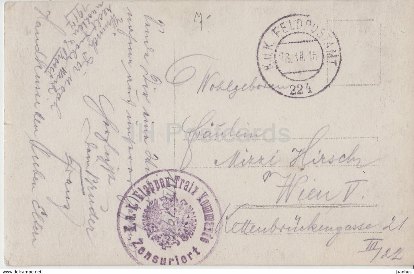 Winter - Etappen Train Kommando - Zensuriert - Feldpost - alte Postkarte - 1916 - Belgien - gebraucht