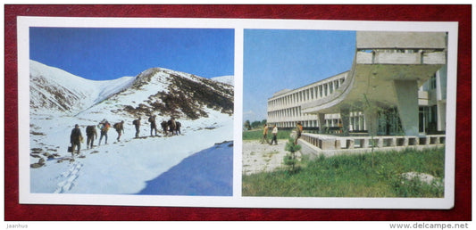 Tourists in the Ala-Too mountains - New block of the Dzhalal-Abad Health resort - 1984 - Kyrgystan USSR - unused - JH Postcards