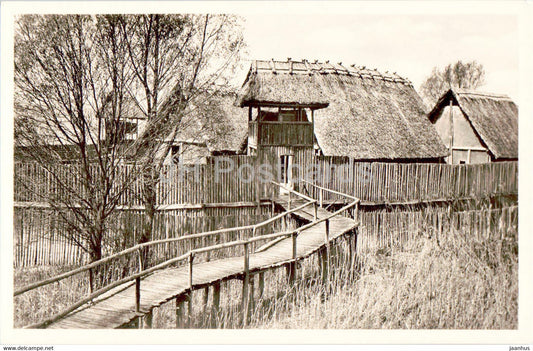Freilichtmuseum Unteruhldingen am Bodensee - Landtor mit Wehrturm - ancient world - old postcard - Germany - unused - JH Postcards