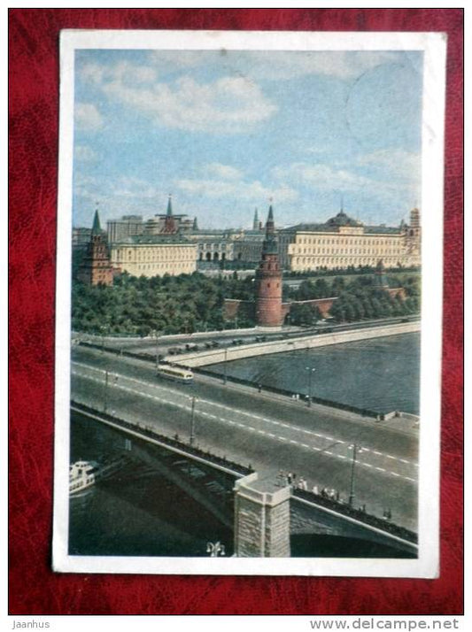 Moscow - Kremlin from the Stone bridge - sent to Estonia - 1957 - Russia - USSR - used - JH Postcards