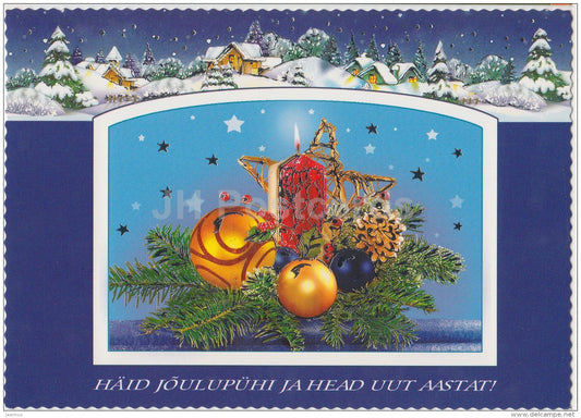 Christmas Greeting Card - candles - decorations - Poland - used in 2005 - JH Postcards