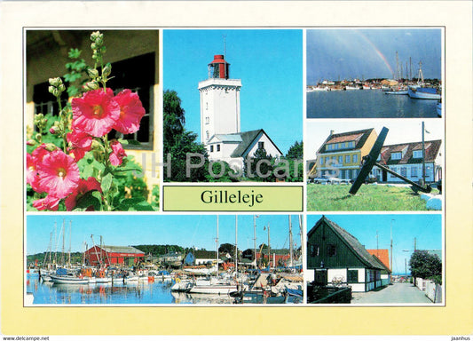 Gilleleje - lighthouse - boat - multiview - Denmark - used - JH Postcards