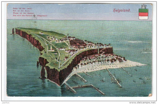 Helgoland - general view - port - Germany - old postcard - sent from Germany to Estonia 1921 , Tallinn - used - JH Postcards