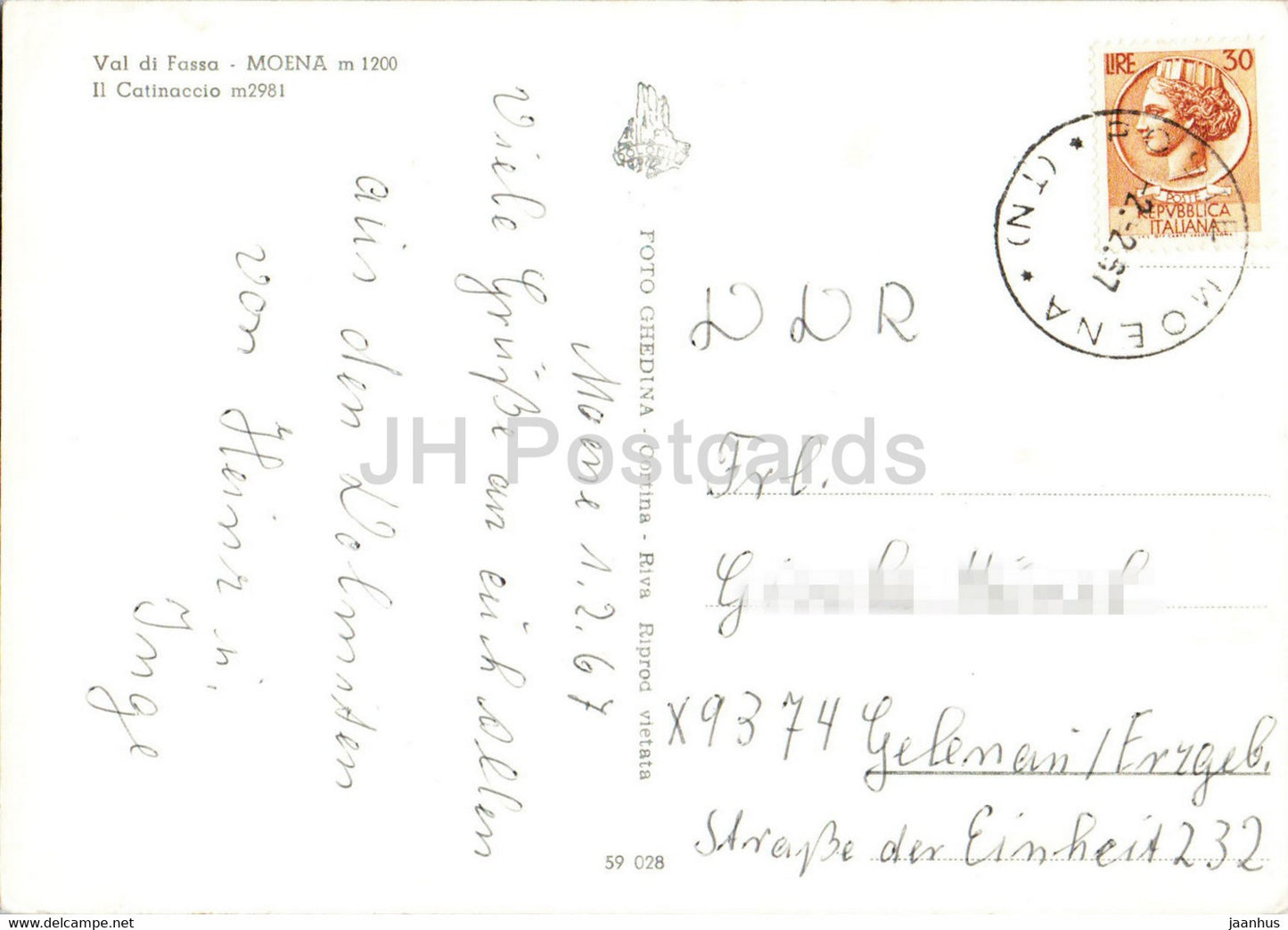 Val di Fassa- Moena - Il Catinaccio - 1967 - Italy - used