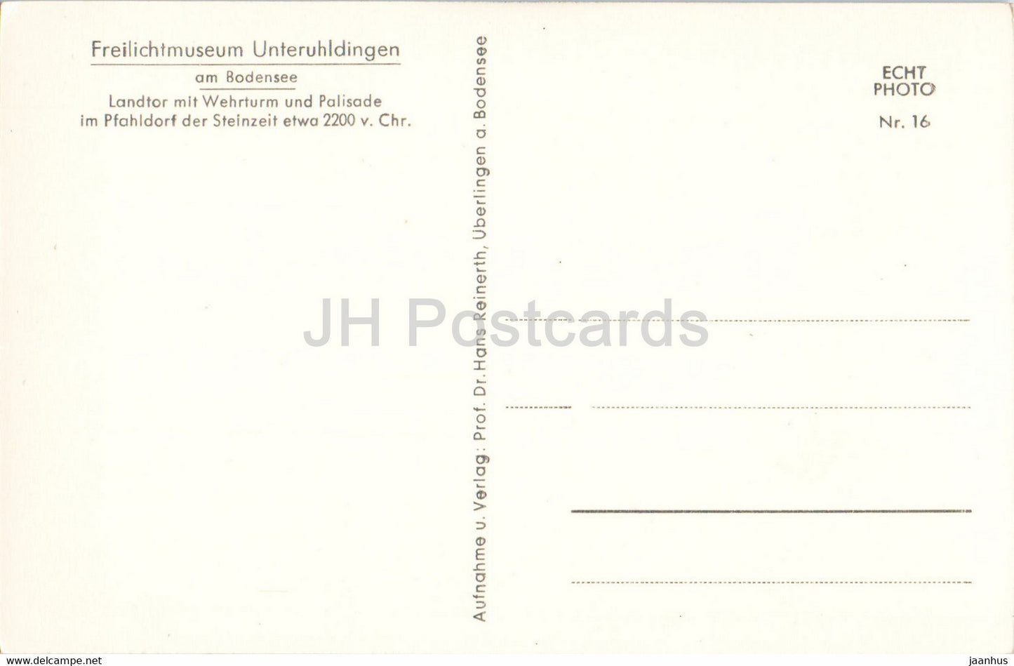 Freilichtmuseum Unteruhldingen am Bodensee - Landtor mit Wehrturm - monde antique - carte postale ancienne - Allemagne - inutilisé