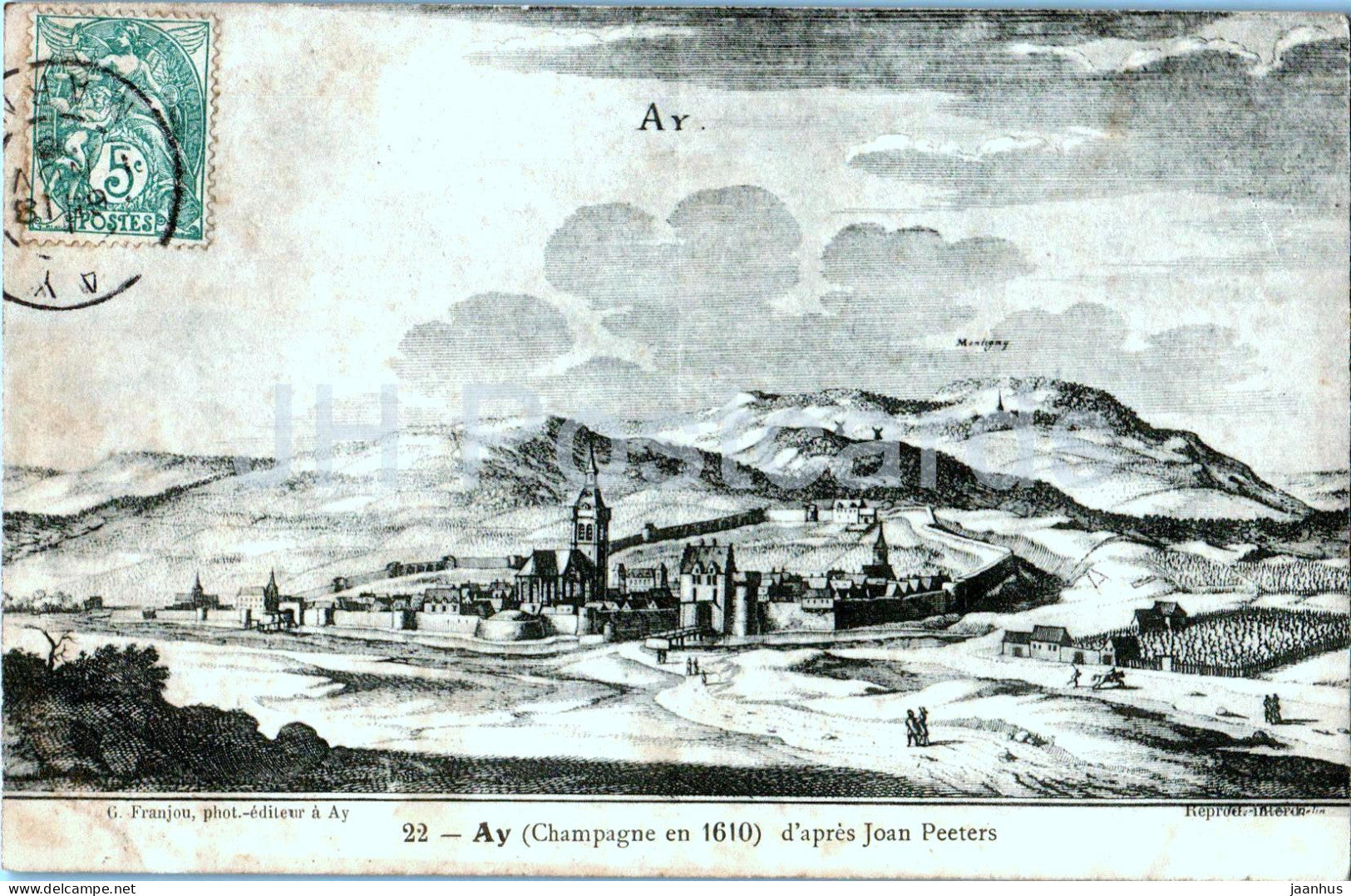 Ay Champagne en 1610 d'apres Joan Peeters - 22 - old postcard - 1906 - France - used - JH Postcards