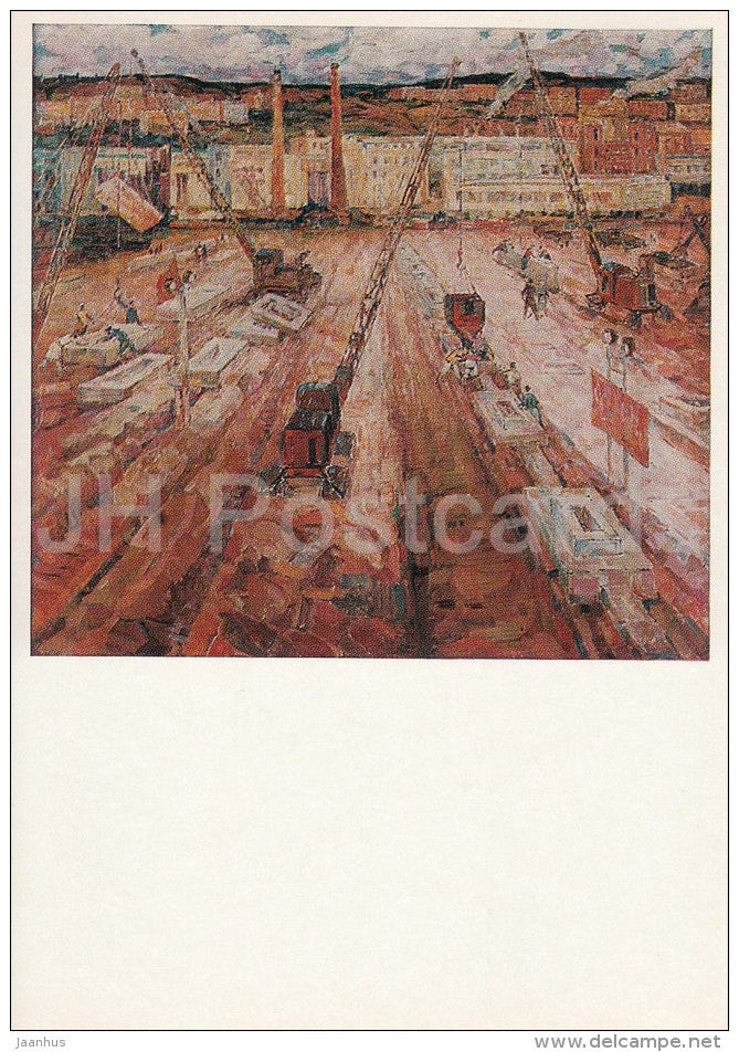 painting by I. Yershov - New Chekany , 1972 - crane - Moldavian art - Russia USSR - 1978 - unused - JH Postcards