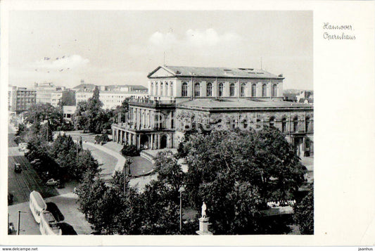 Hannover - Opernhaus - tram - old postcard - Germany - used - JH Postcards